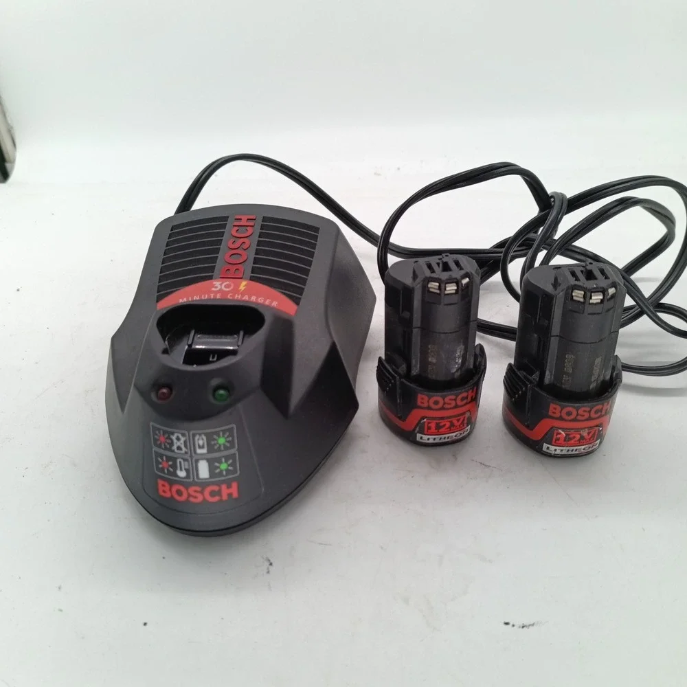 Bosch BC430 Charger and Two BAT411 12V Max Litheon Batteries Set a1